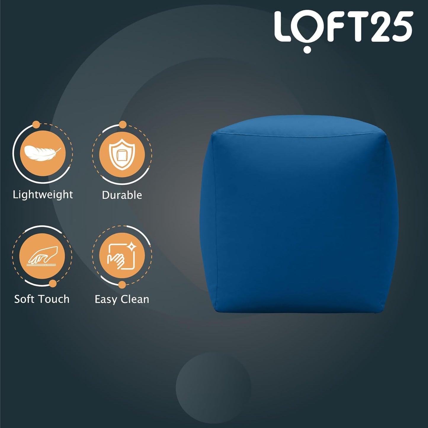 Loft 25 Water-Resistant Soft Bean Bag Footstool