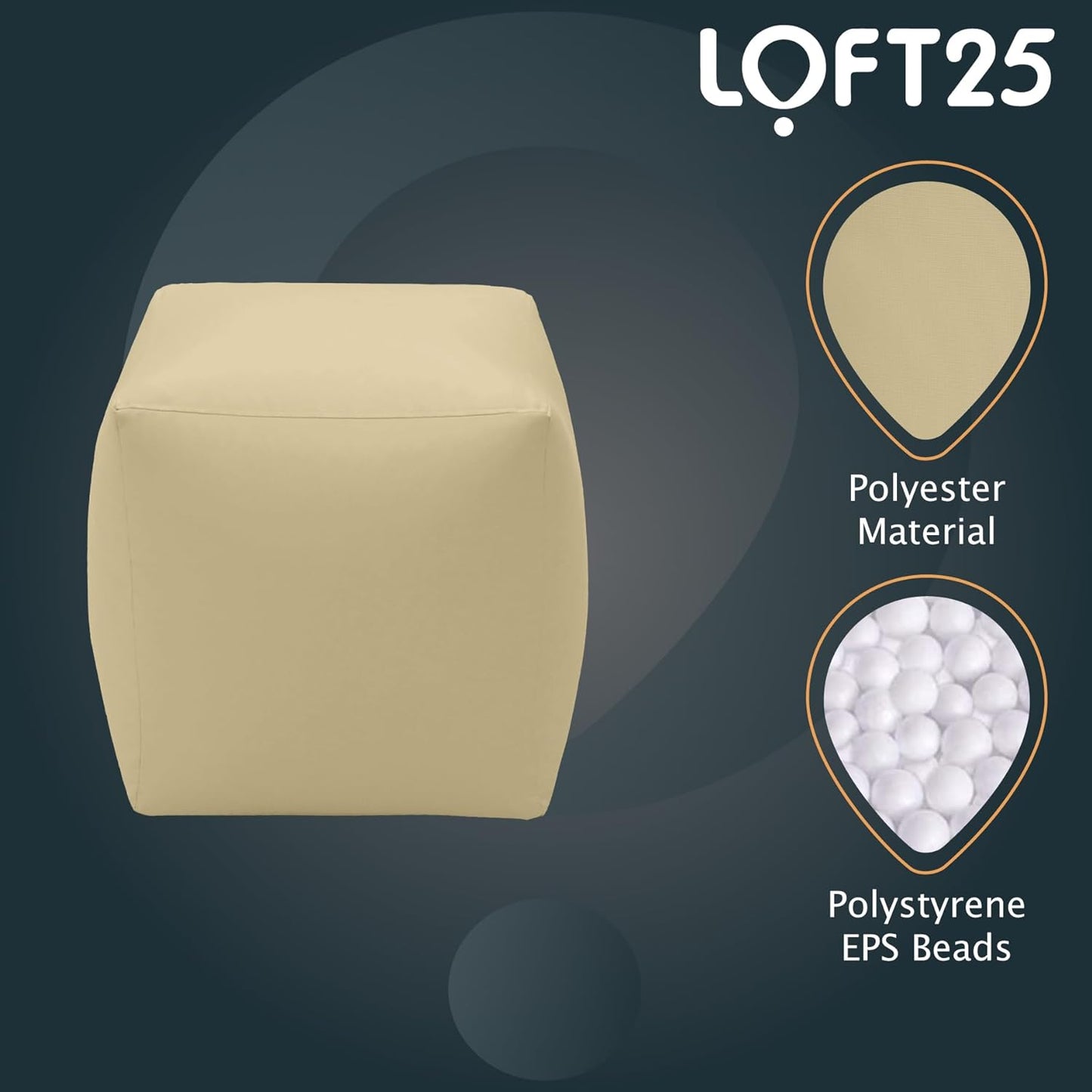 Loft 25 Water-Resistant Soft Bean Bag Footstool