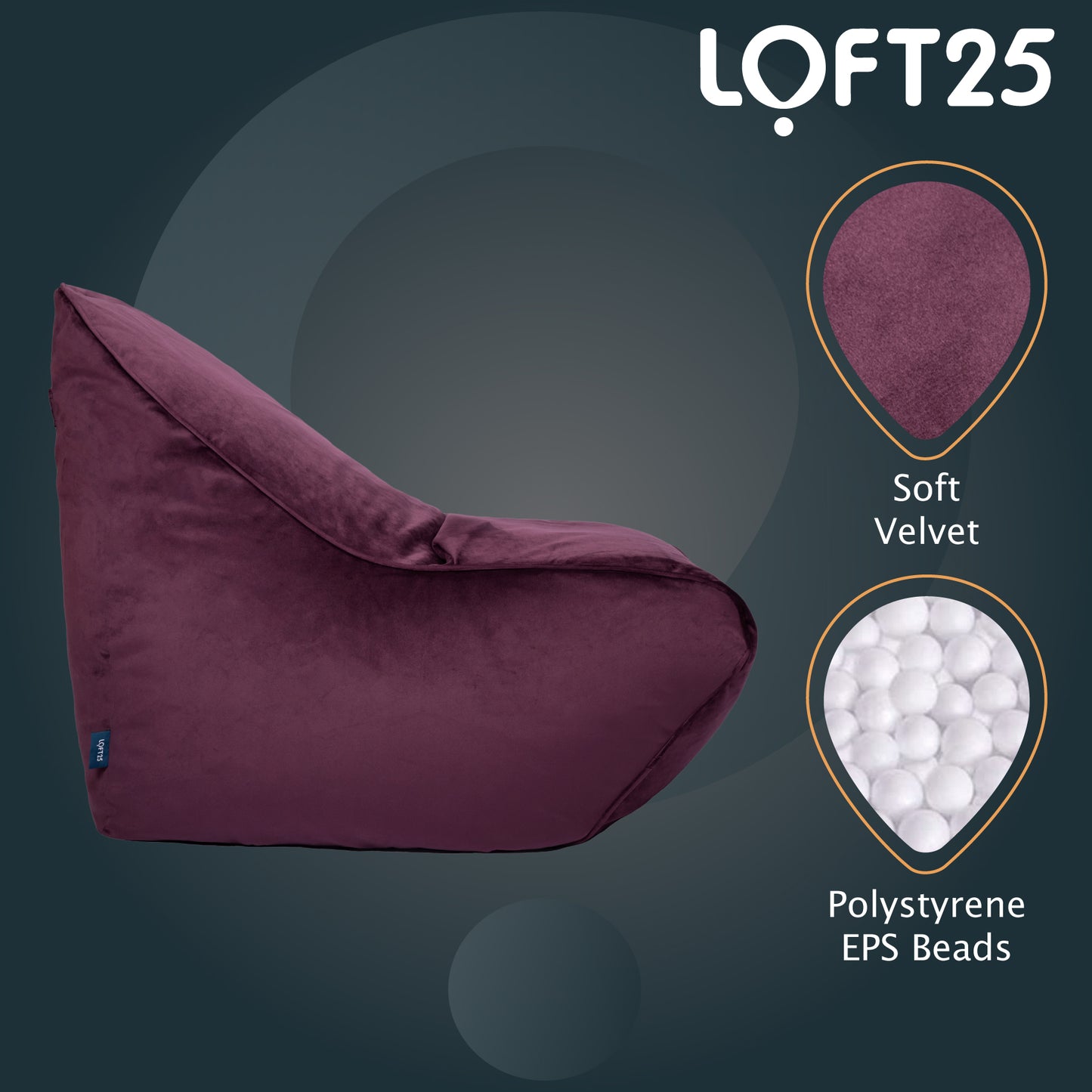 Loft 25 Relaxing Adult Bean Bag Chair 80x100x100