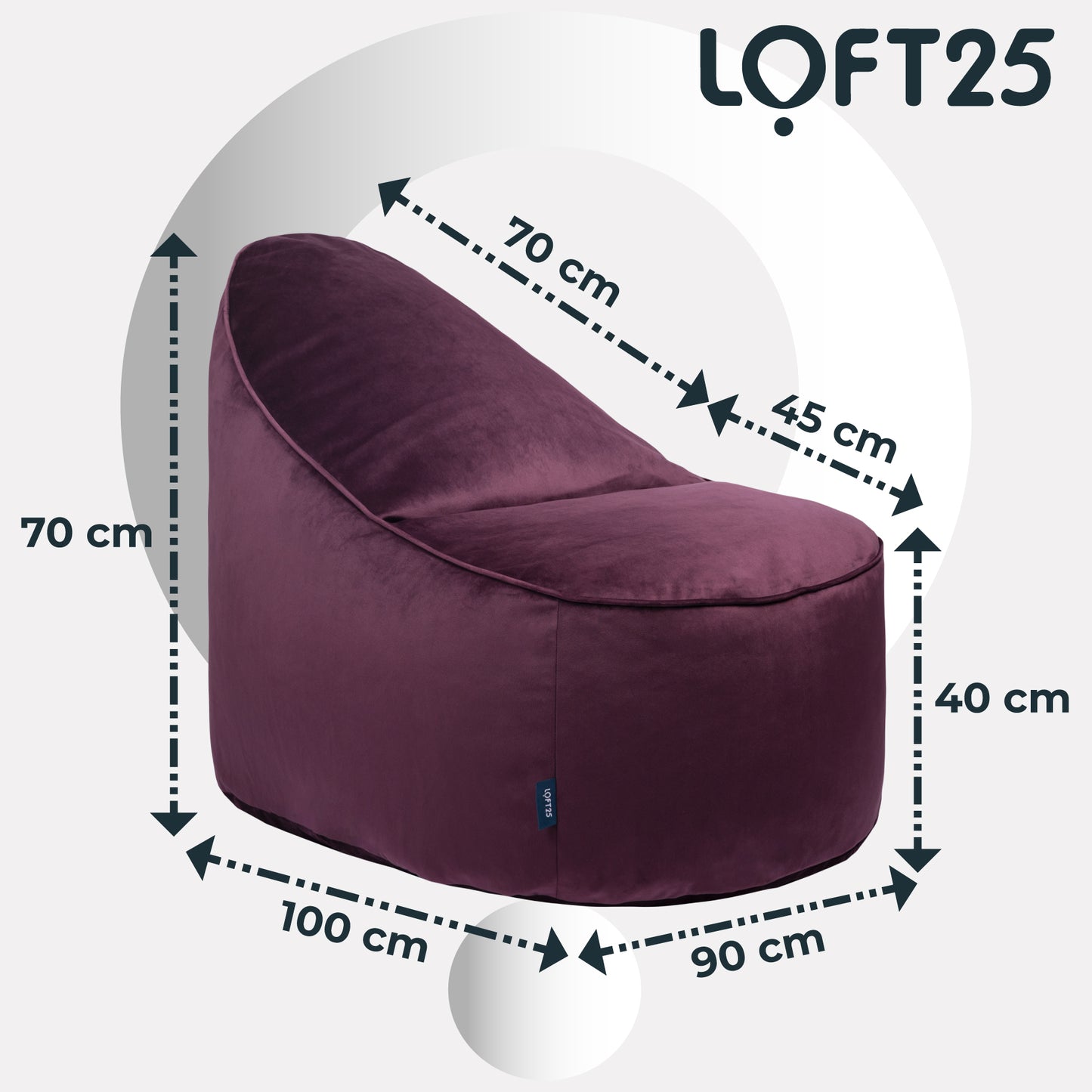 Loft 25 Relaxing Adult Bean Bag Chair 90x100x70