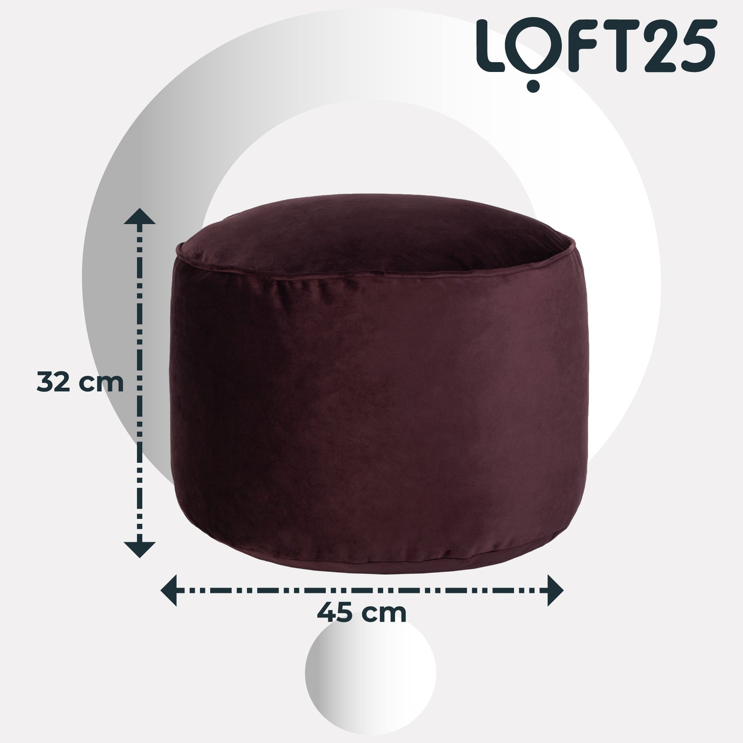 Loft 25 Premium Round Velvet BeanBag Footstool