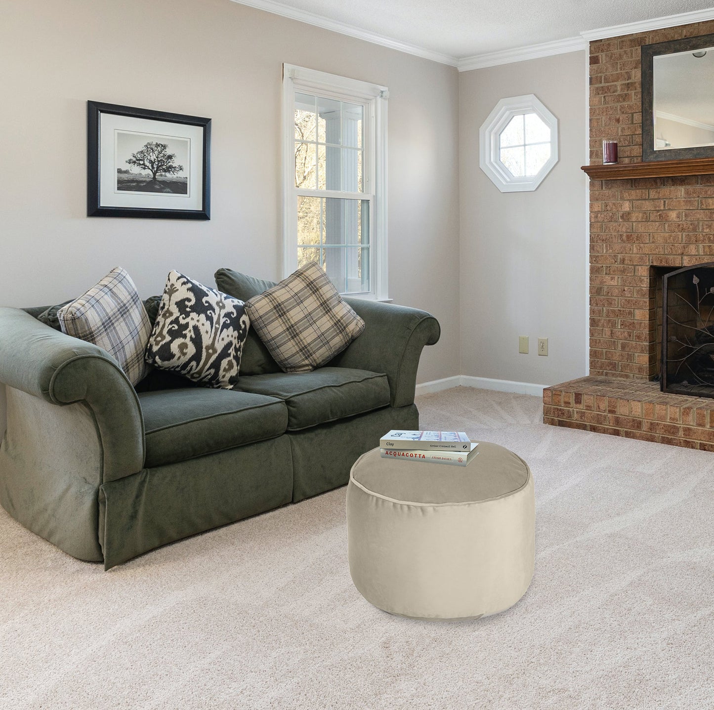 Loft 25 Premium Round Velvet BeanBag Footstool