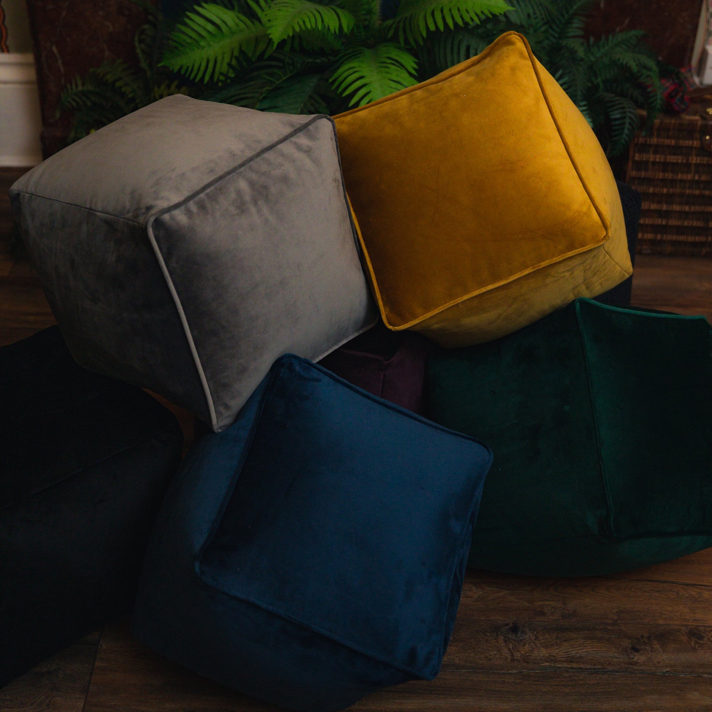 Loft 25 Premium Cubed Velvet Bean Bag Footstool