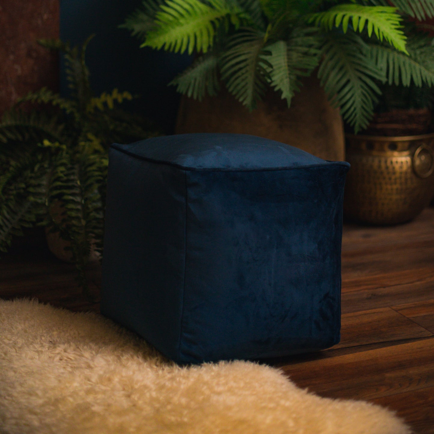 Loft 25 Premium Cubed Velvet Bean Bag Footstool