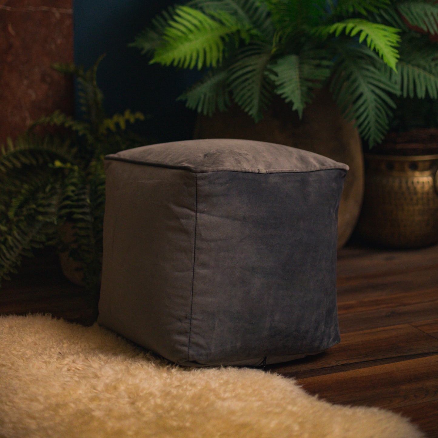 Loft 25 Premium Cubed Velvet Bean Bag Footstool