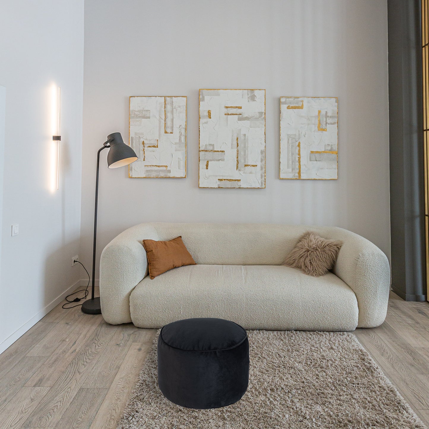 Loft 25 Premium Round Velvet BeanBag Footstool