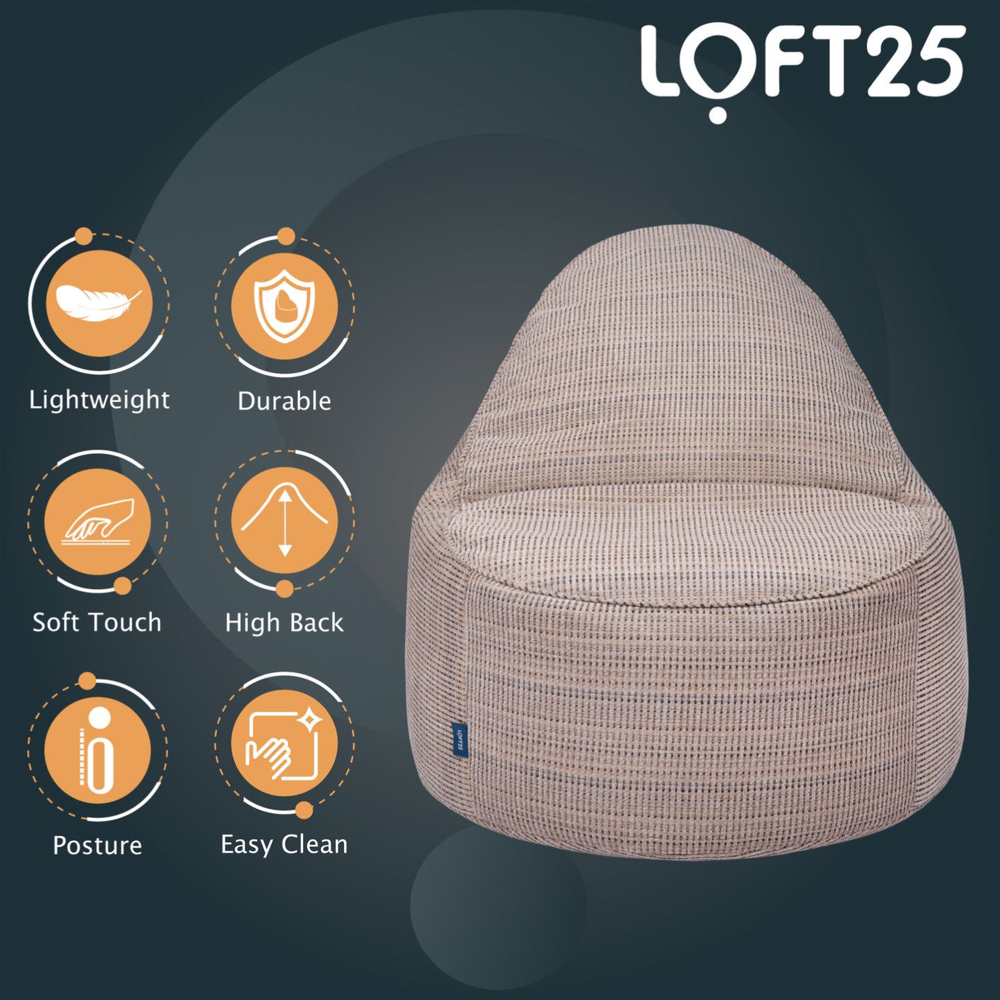 Loft 25 Relaxing Adult Bean Bag Chair 90x100x70