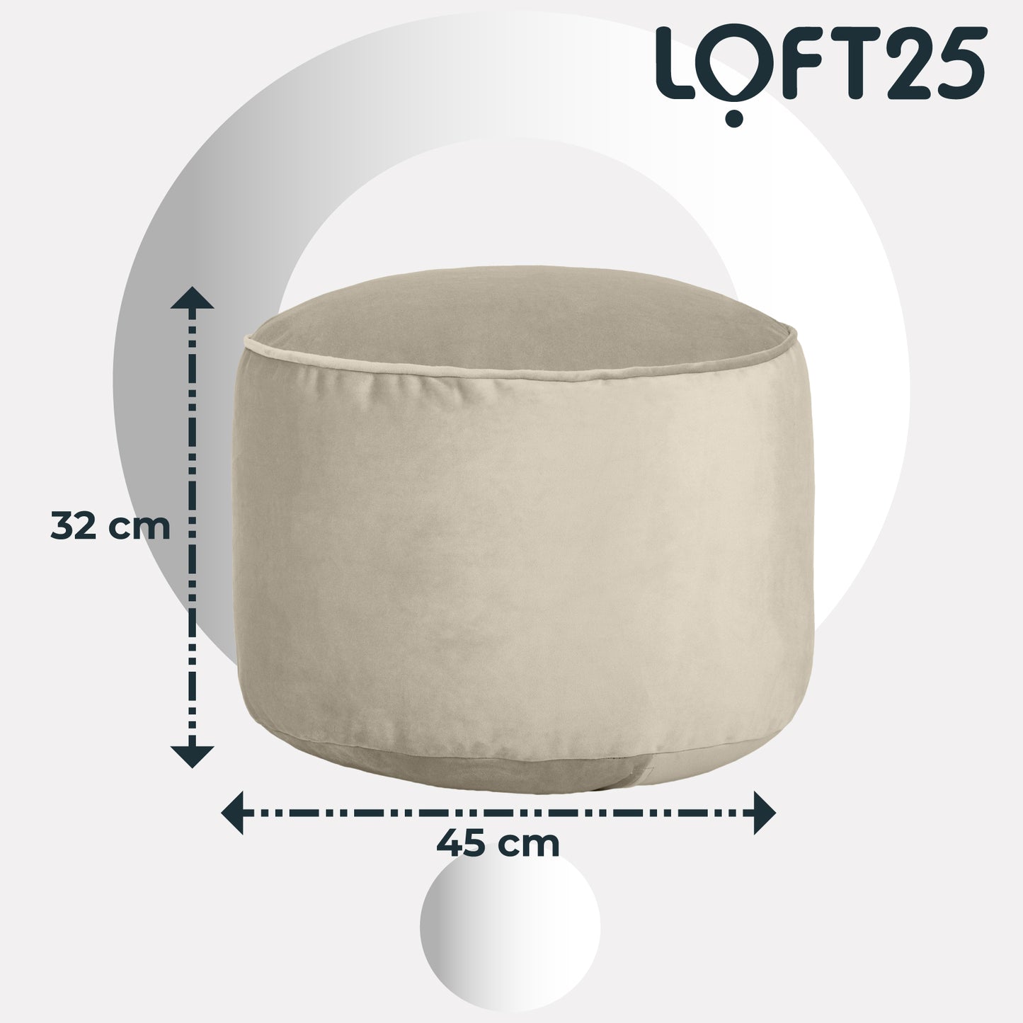 Loft 25 Premium Round Velvet BeanBag Footstool