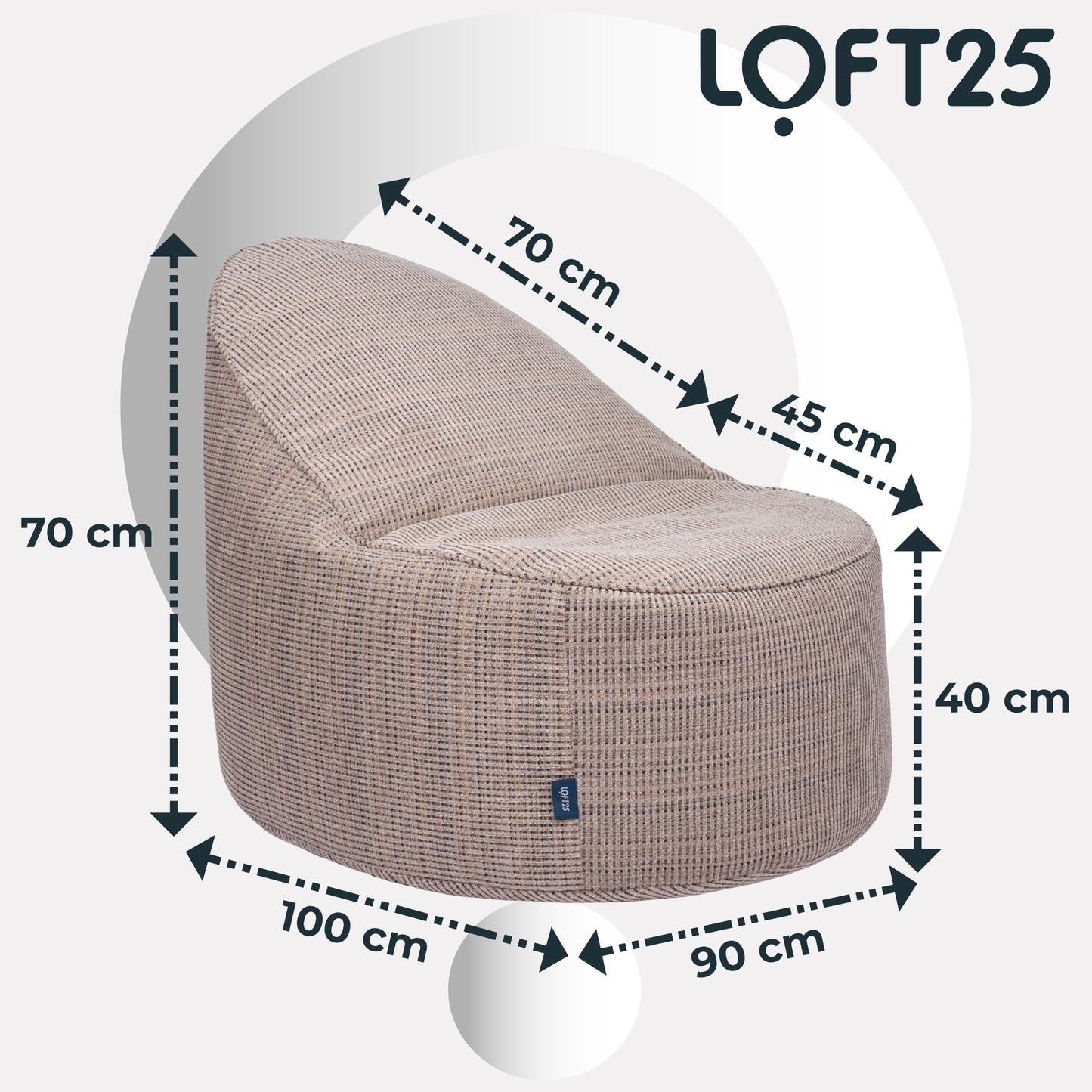 Loft 25 Relaxing Adult Bean Bag Chair 90x100x70