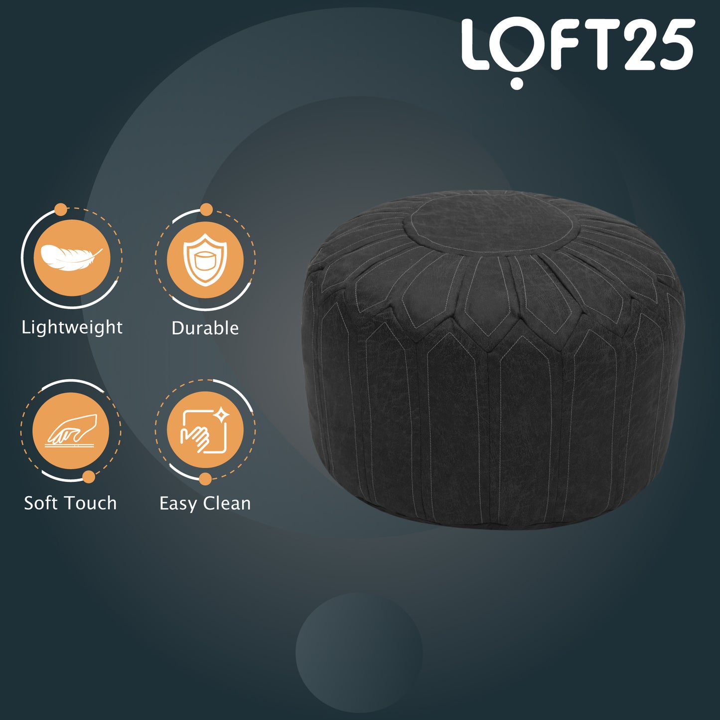 Loft 25 Round Bean Bag Footstool Pouffe