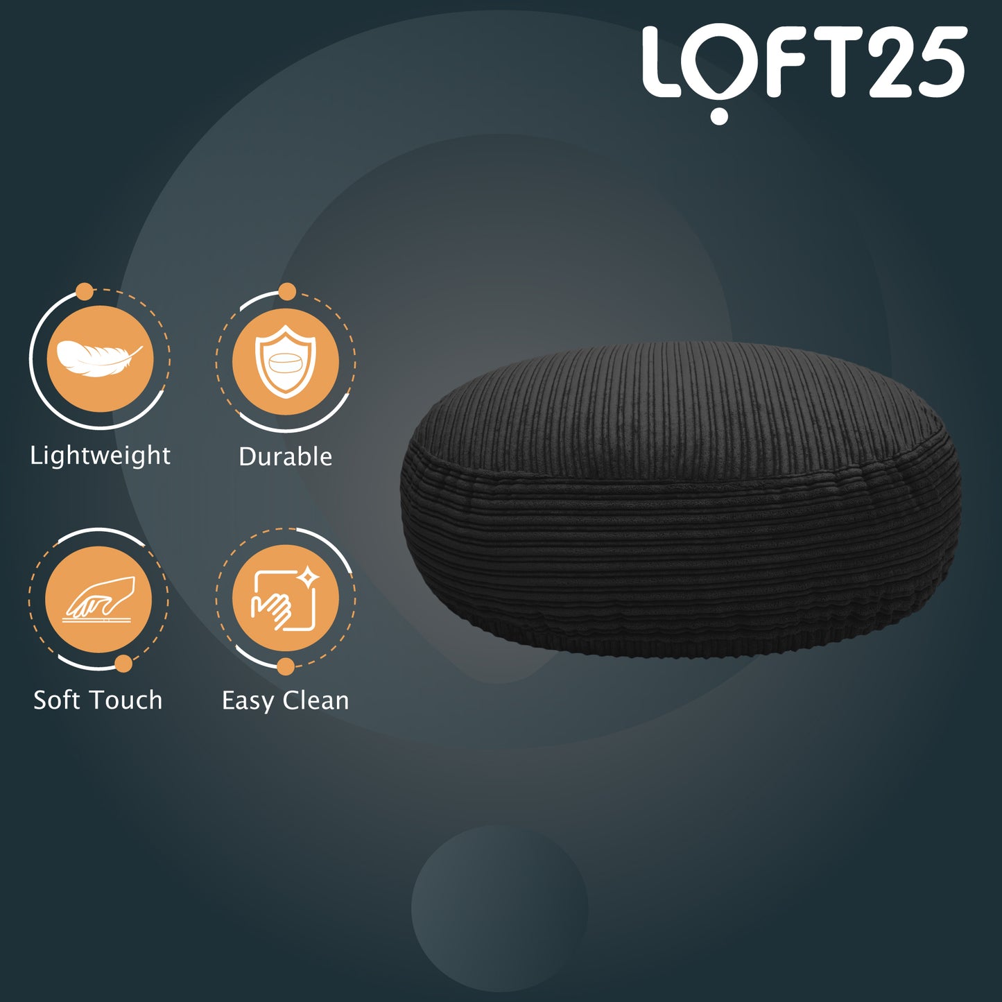 Loft 25 Round Bean Bag Footstool 97x24cm