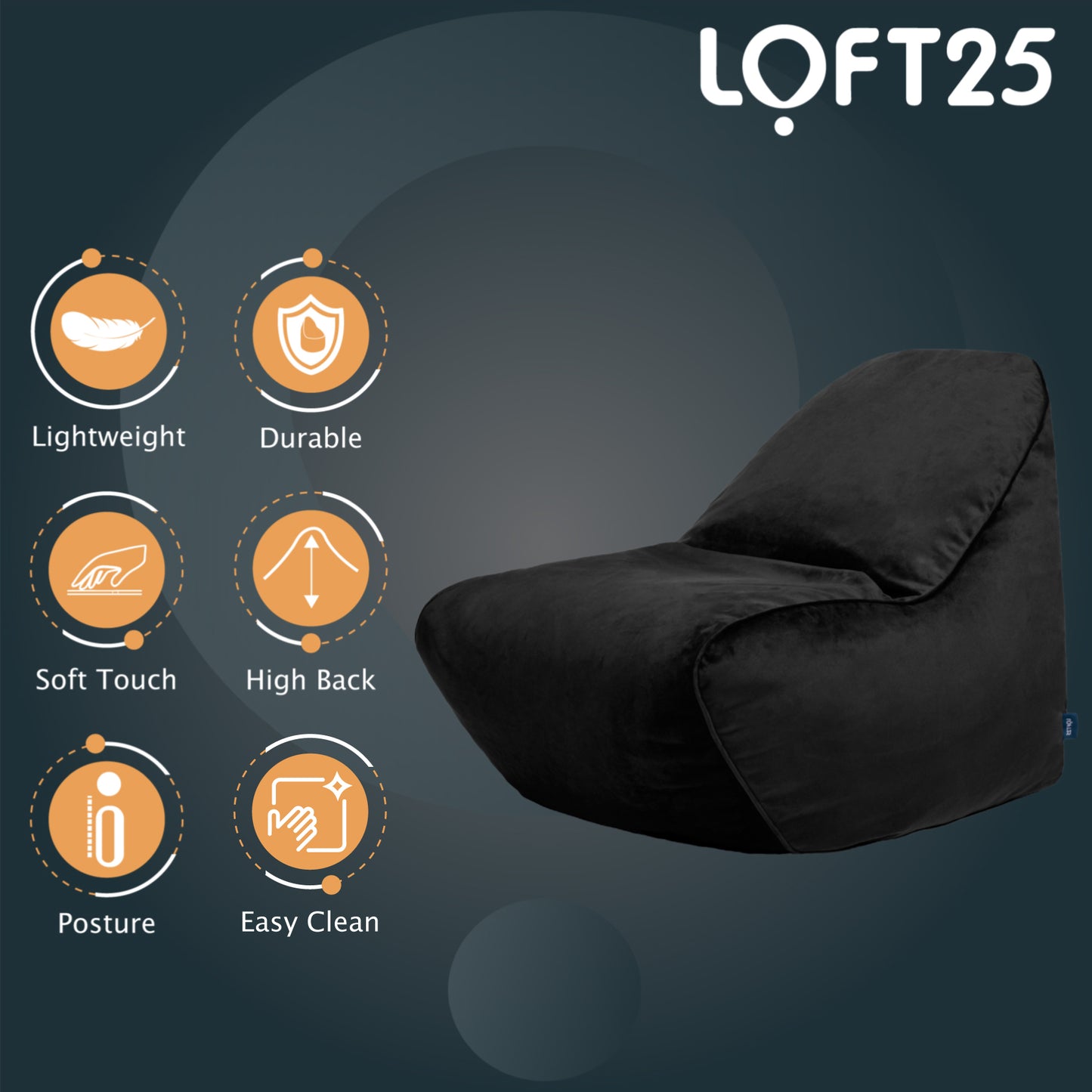 Loft 25 Relaxing Adult Bean Bag Chair 80x100x100
