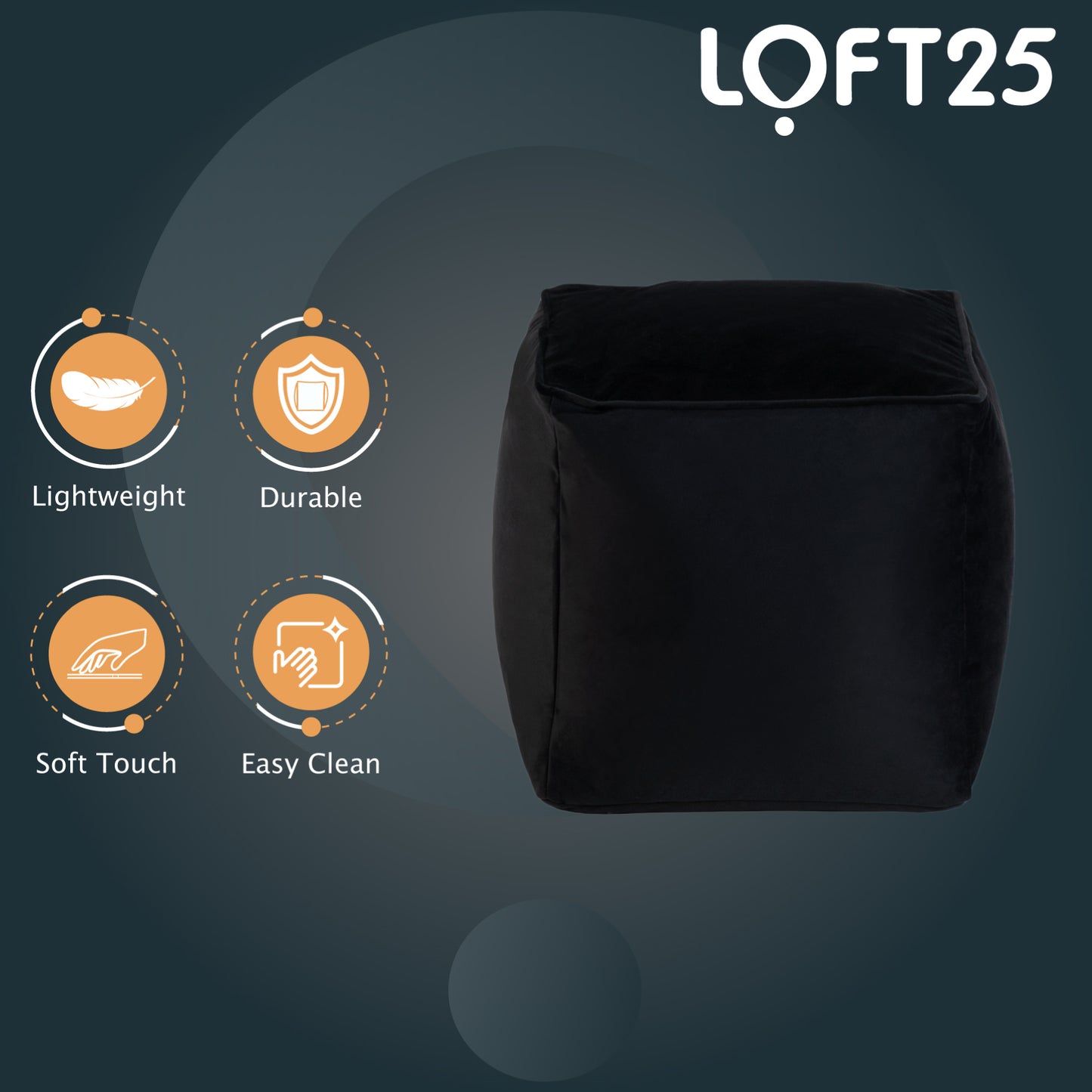 Loft 25 Premium Cubed Velvet Bean Bag Footstool