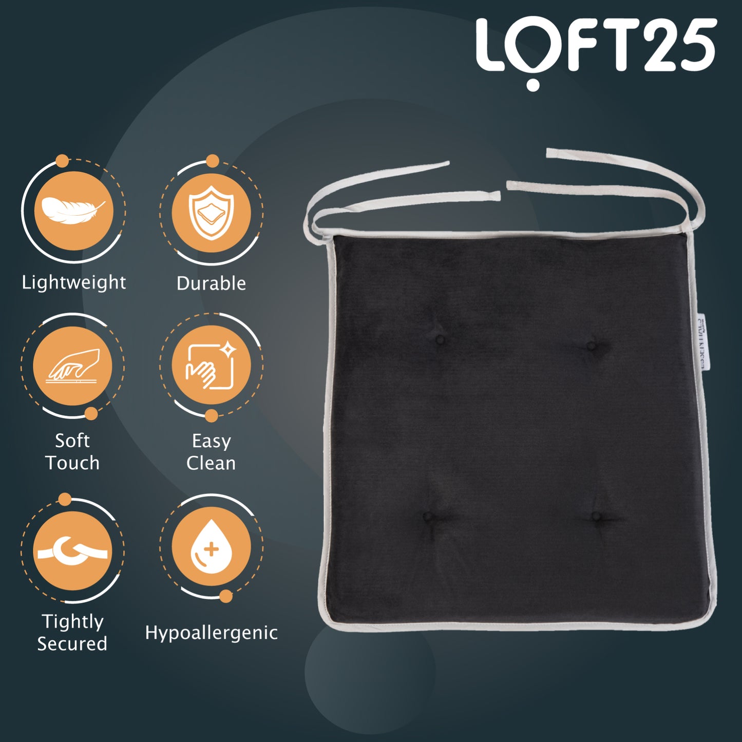 Loft 25 Slip-Free Tufted Foam Chair Seat Pad