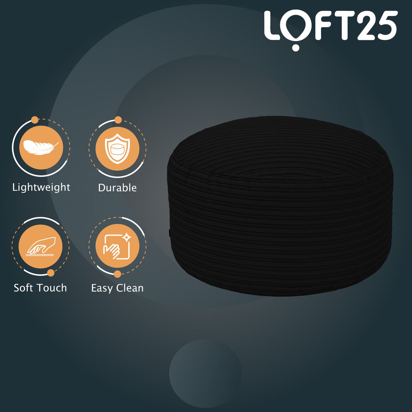 Loft 25 Round Bean Bag Footstool 59x29cm