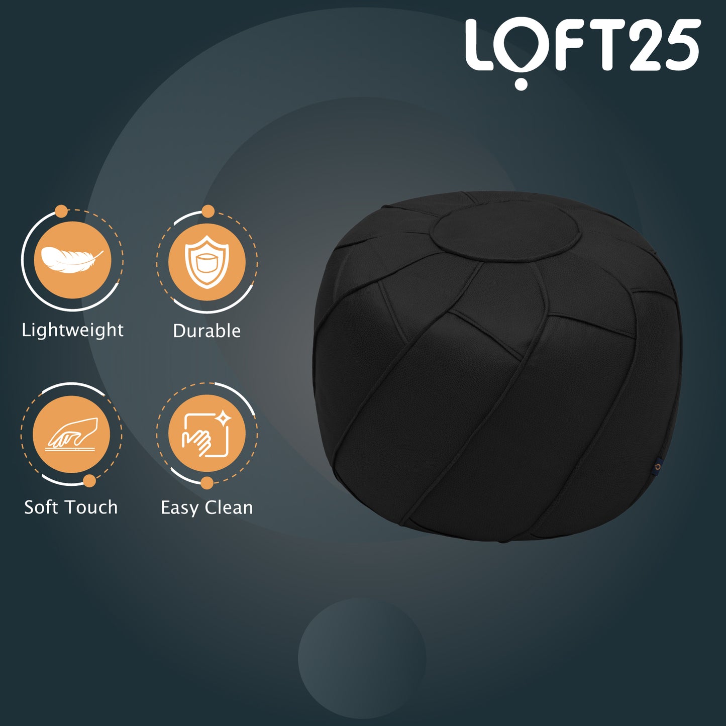 Loft 25 Round Bean Bag Footstool Indoor Living Room Portable Soft Foot Rest
