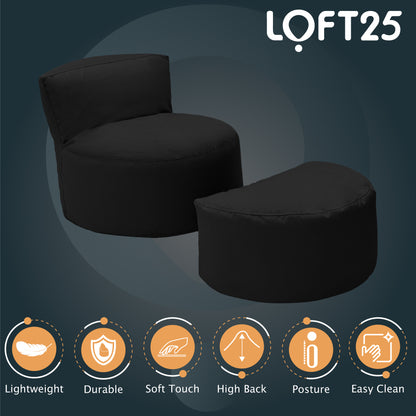Loft 25 Kids Bean Bag Chair With Footstool