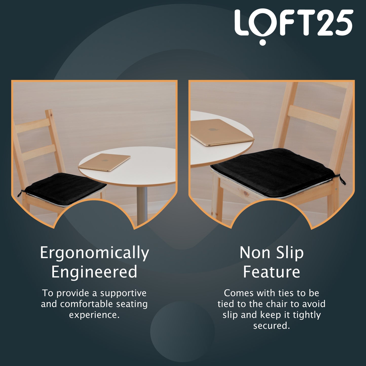 Loft 25 Slip-Free Velvet Dining Chair Seat Pad