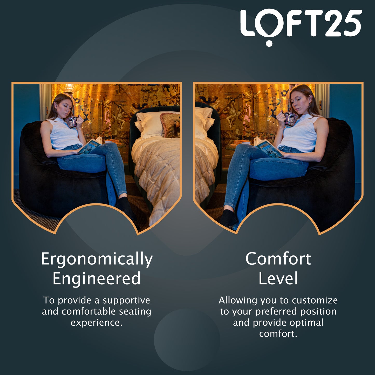 Loft 25 Relaxing Adult Bean Bag Chair 90x100x70