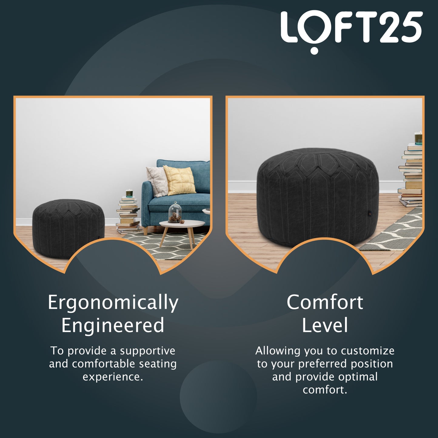 Loft 25 Round Bean Bag Footstool Pouffe