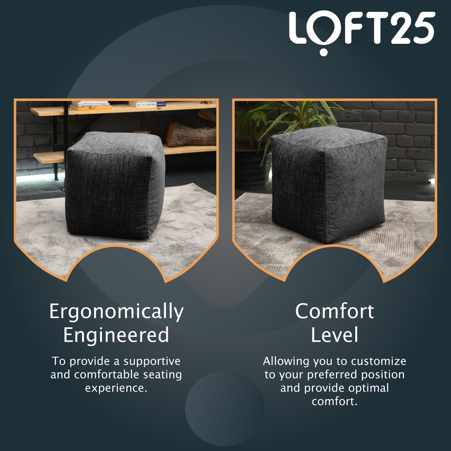 Loft 25 Cube Ergonomic Bean Bag Footstool