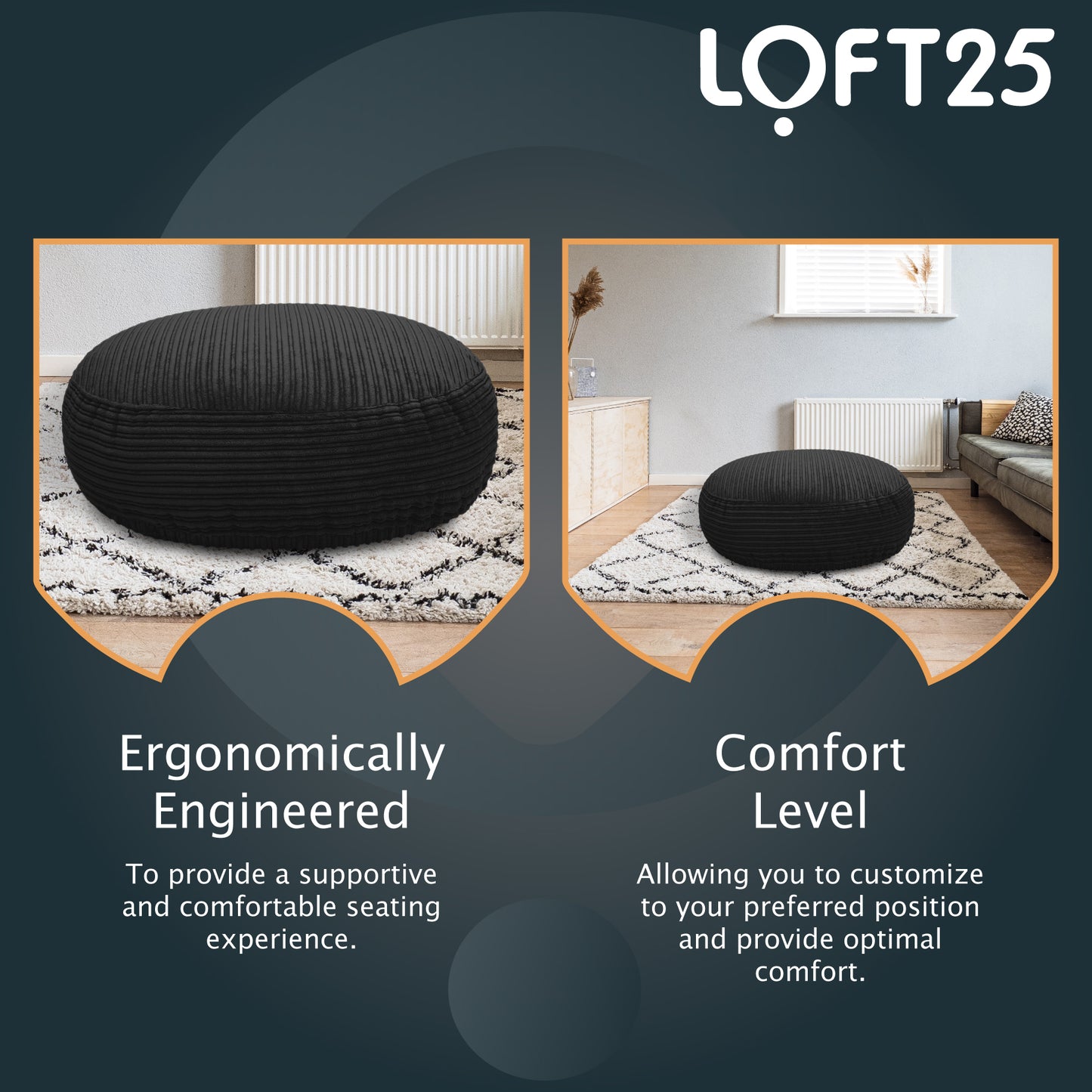 Loft 25 Round Bean Bag Footstool 97x24cm