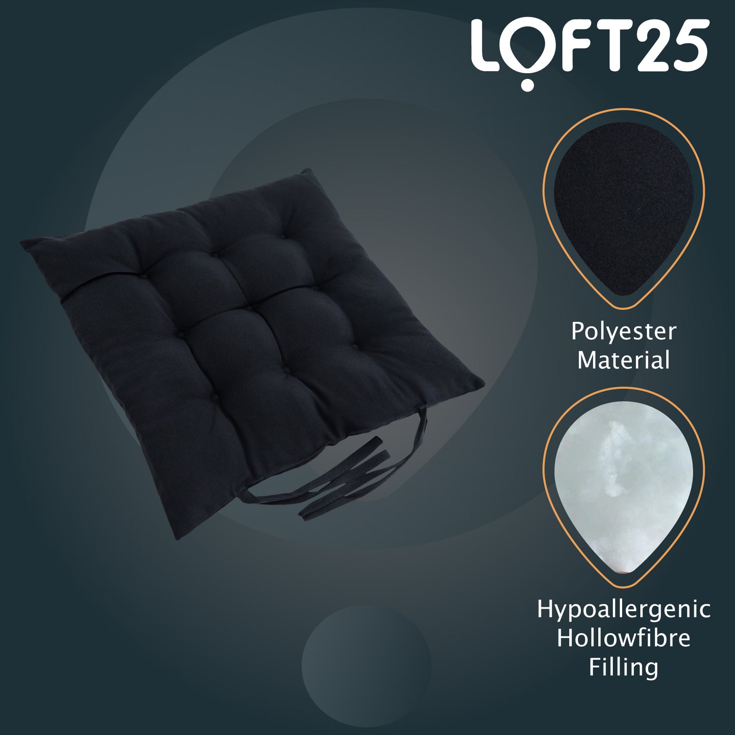 Loft 25 Garden Chair Tufted Seat Pads with Secure Ties