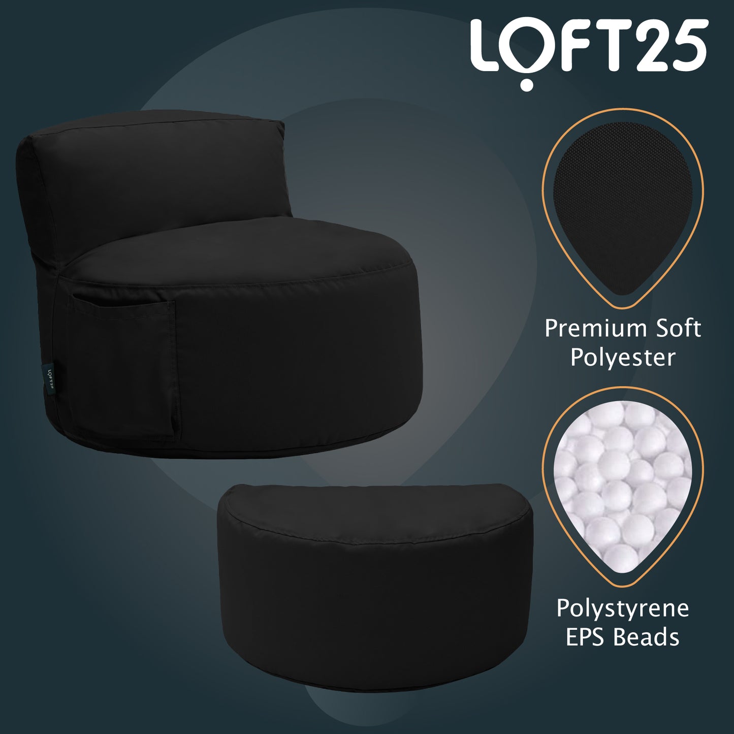 Loft 25 Kids Bean Bag Chair With Footstool