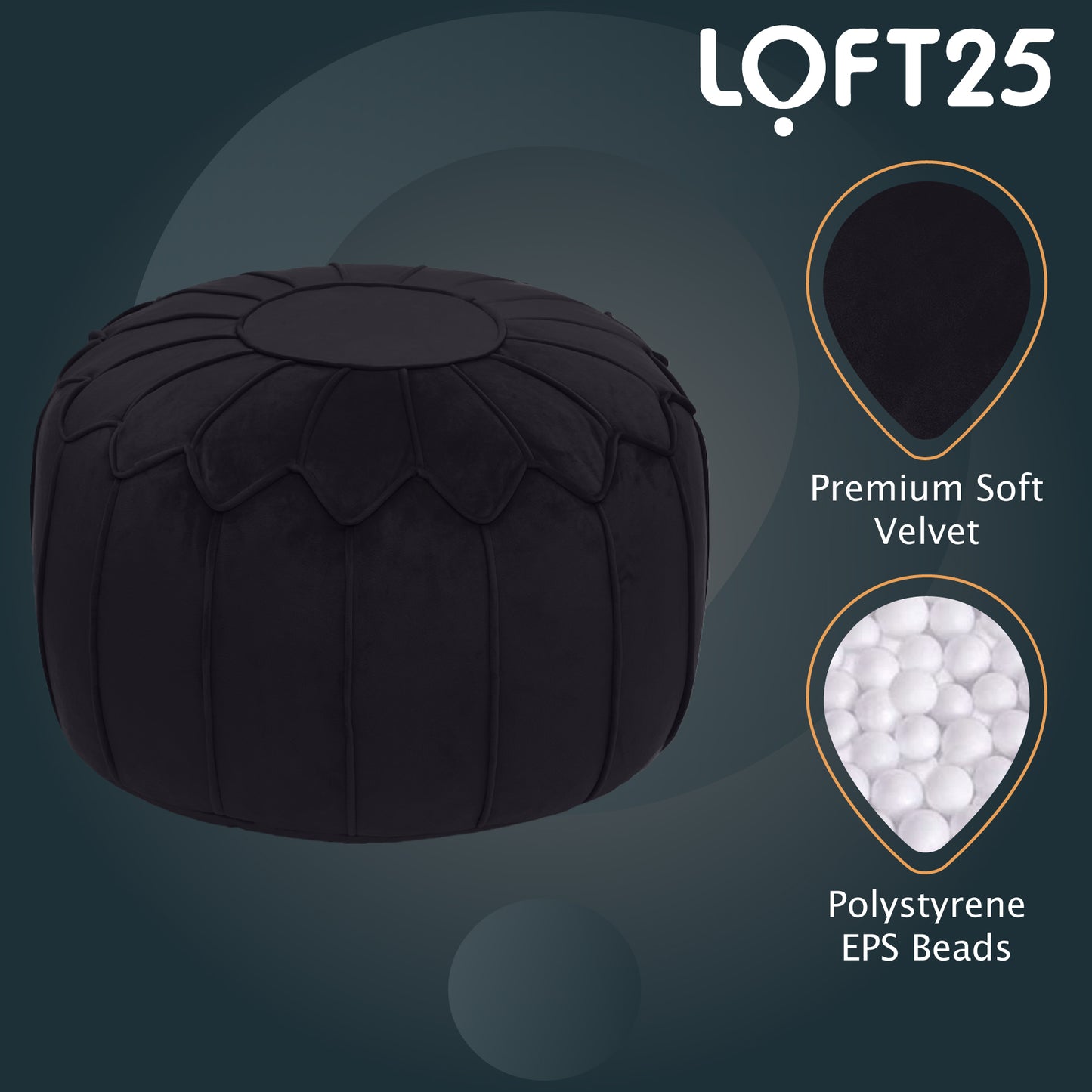 Loft 25 Moroccan Round Bean Bag Footstool