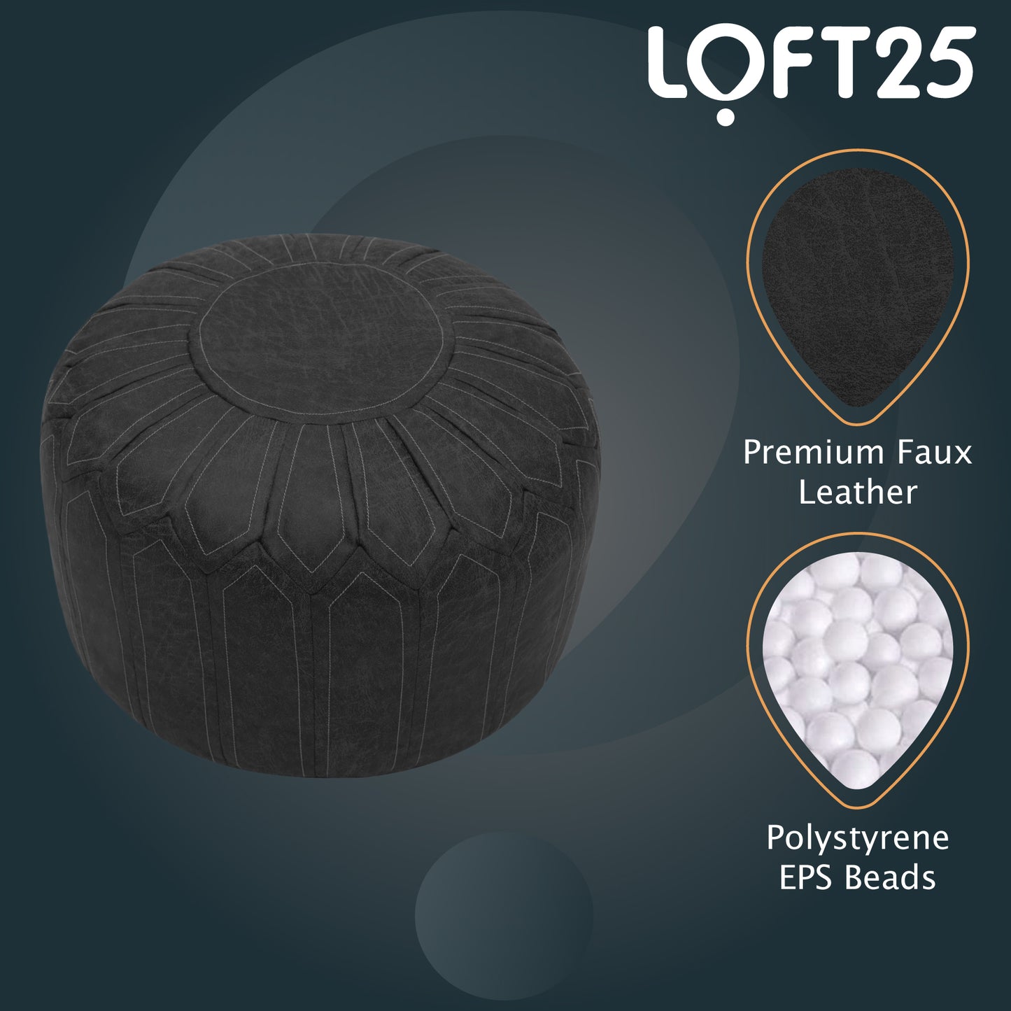 Loft 25 Round Bean Bag Footstool Pouffe