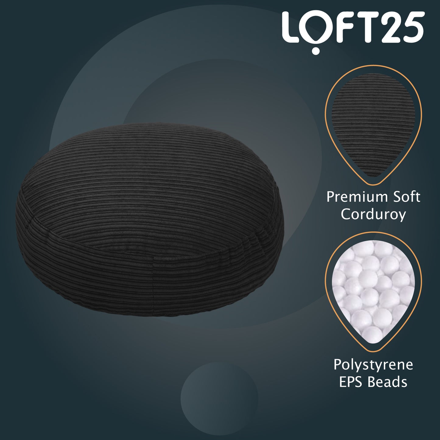 Loft 25 Round Bean Bag Footstool 97x24cm