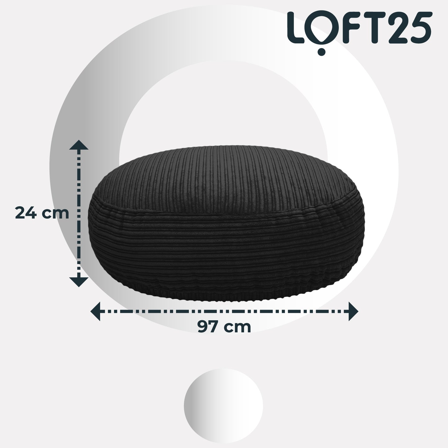 Loft 25 Round Bean Bag Footstool 97x24cm