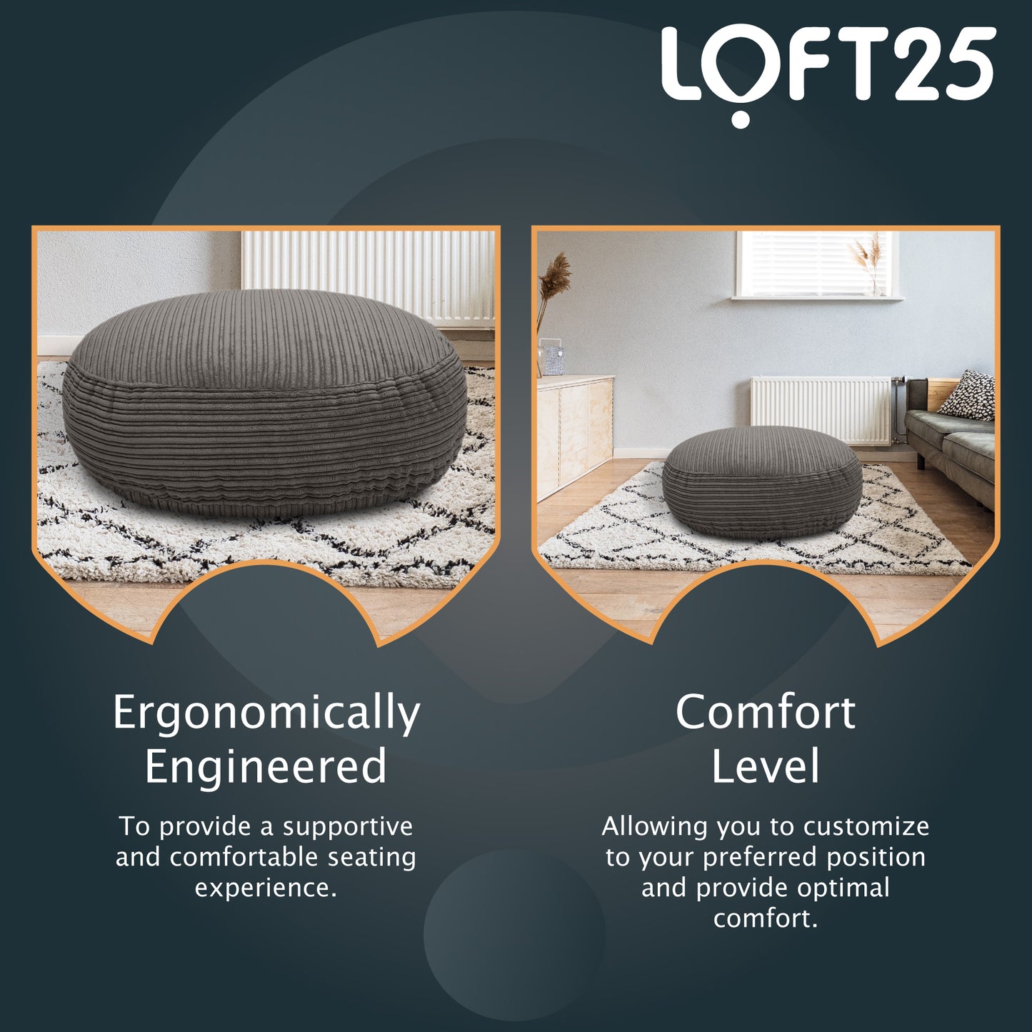 Loft 25 Round Bean Bag Footstool 97x24cm