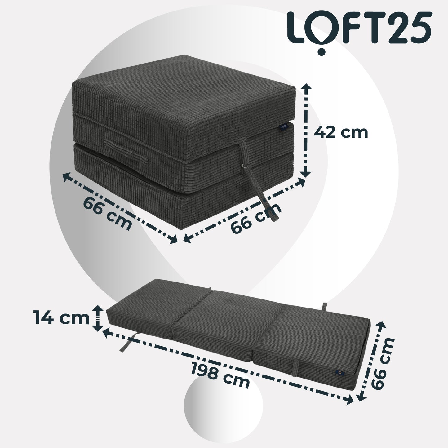 Loft 25 Corduroy Fold Out Single Z Bed