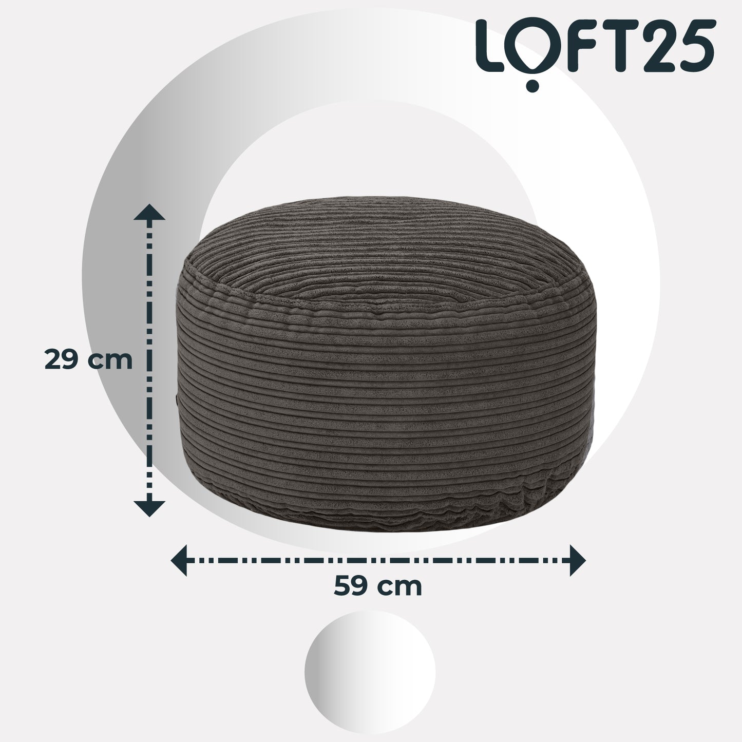 Loft 25 Round Bean Bag Footstool 59x29cm