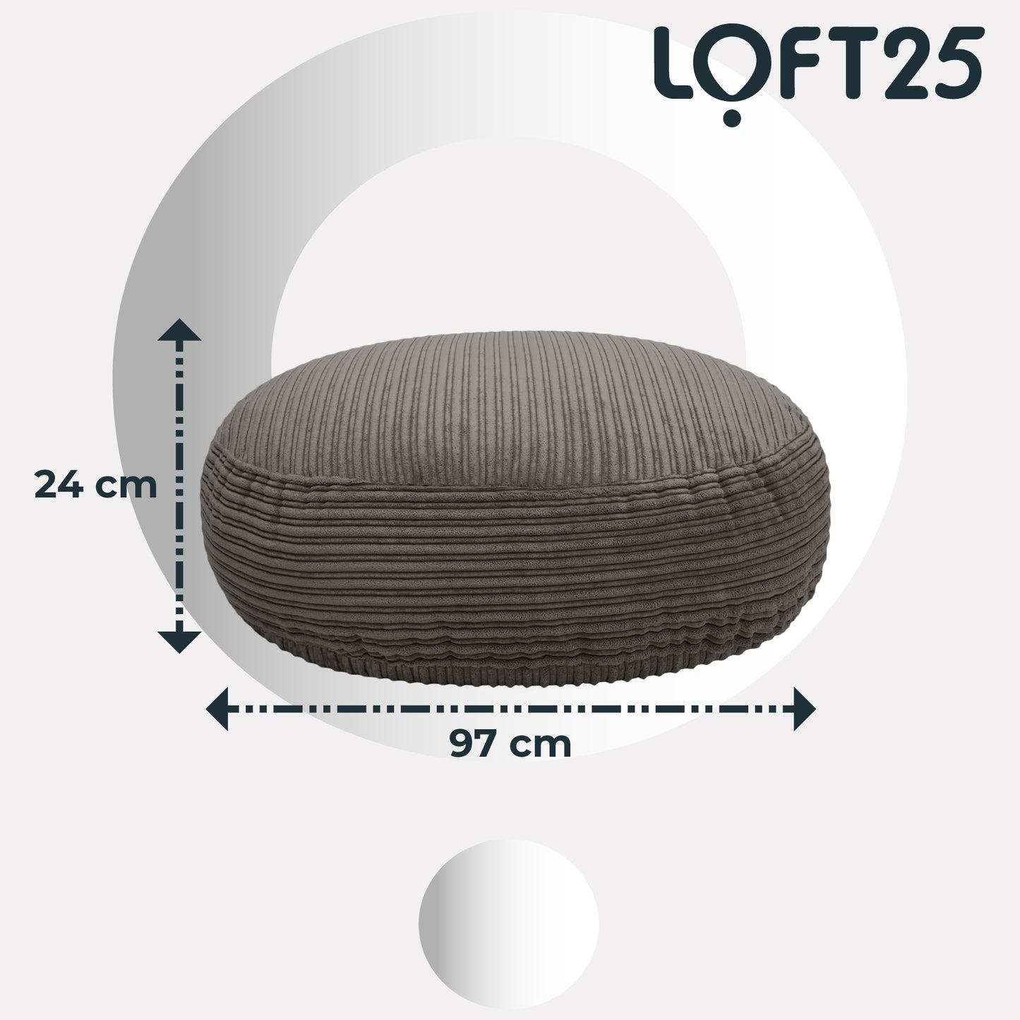 Loft 25 Round Bean Bag Footstool 97x24cm