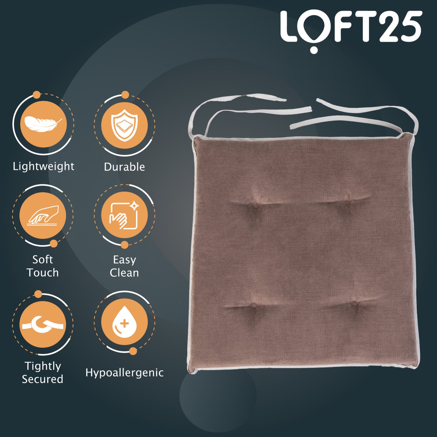 Loft 25 Slip-Free Tufted Foam Chair Seat Pad