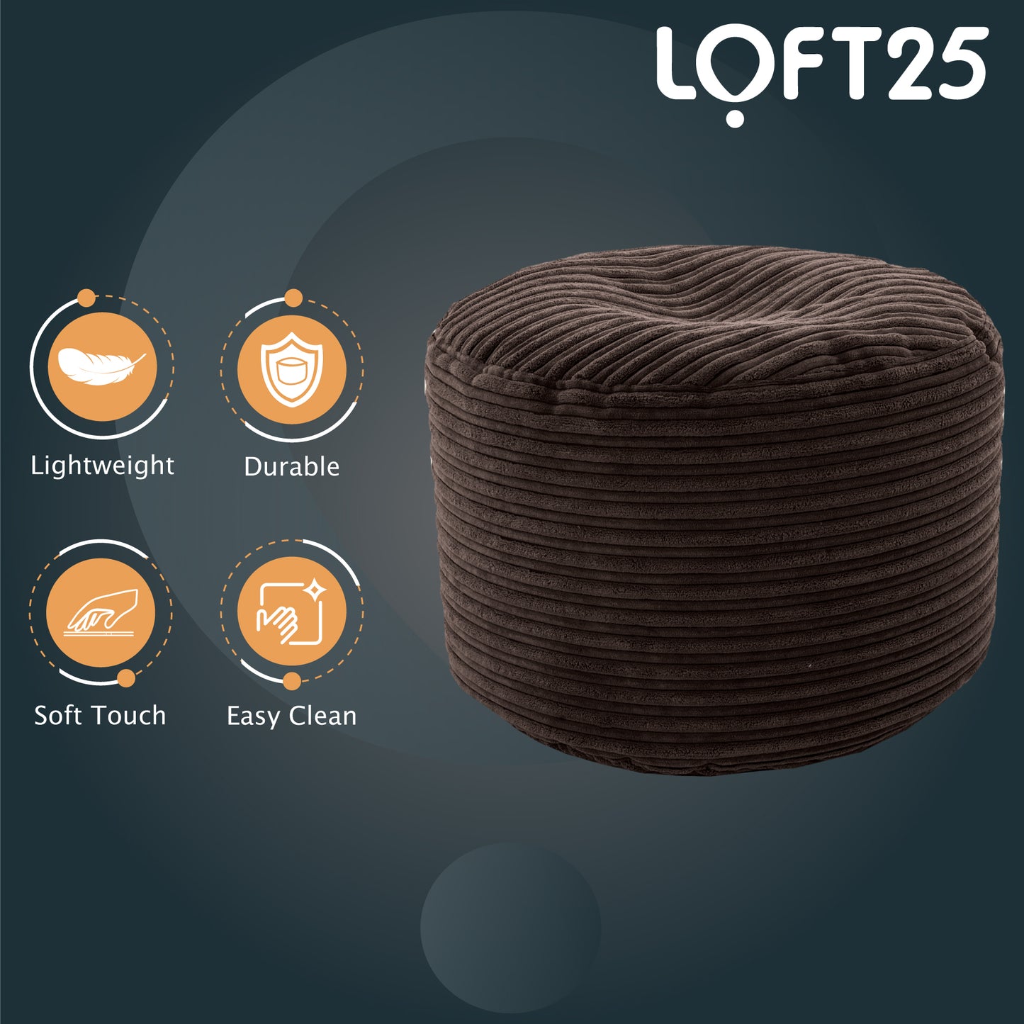 Loft 25 Bean Bag Jumbo Cord Round Footstool