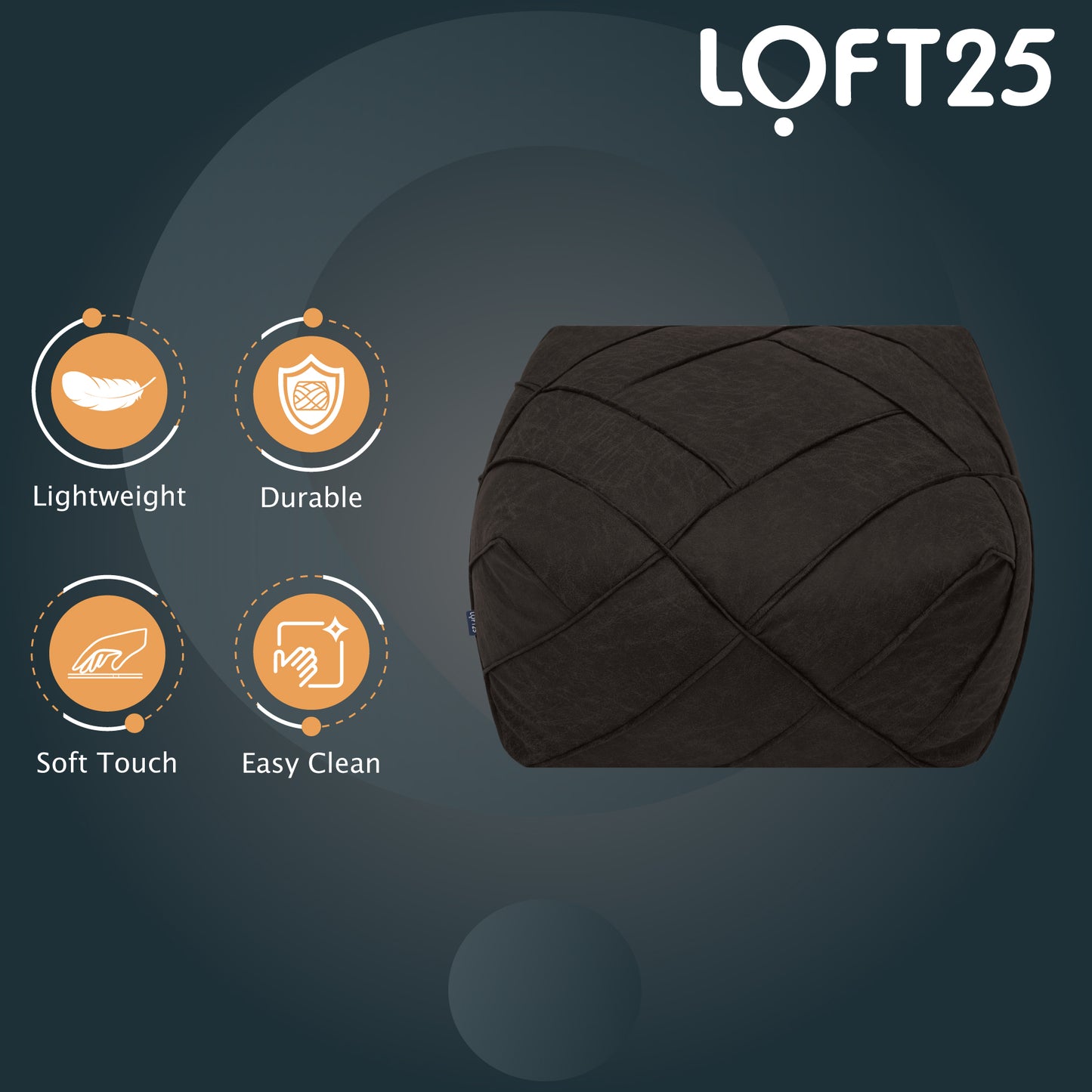 Loft 25 Square Indoor Living Room Portable Soft Foot Rest