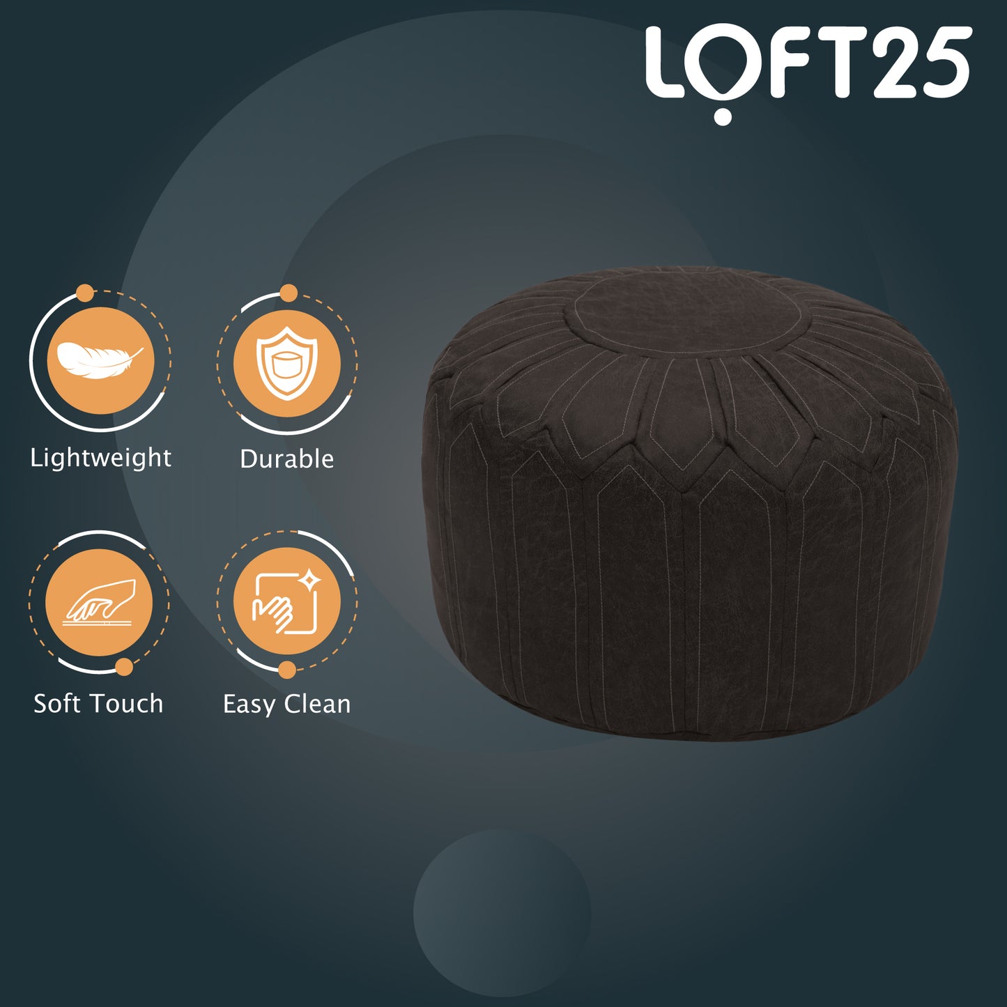 Loft 25 Round Bean Bag Footstool Pouffe