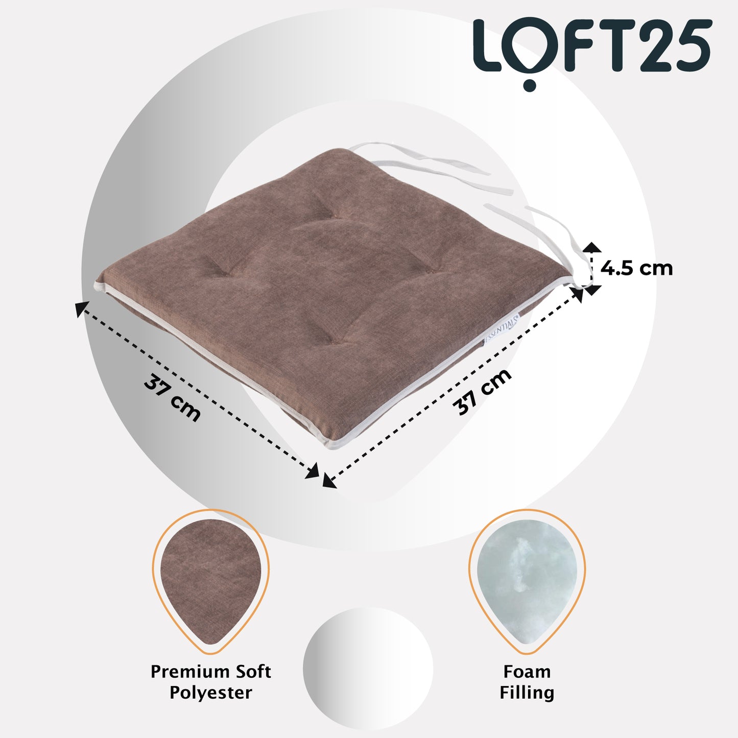 Loft 25 Slip-Free Tufted Foam Chair Seat Pad