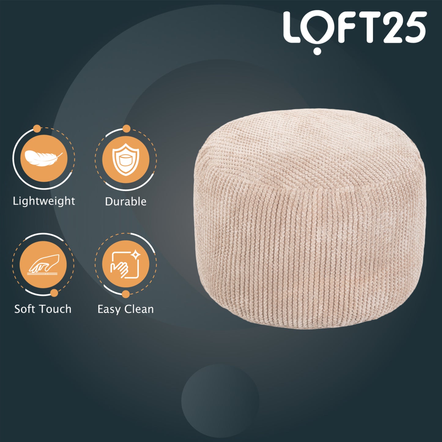 Loft 25 Bean Bag Foot Stool Round Bubble