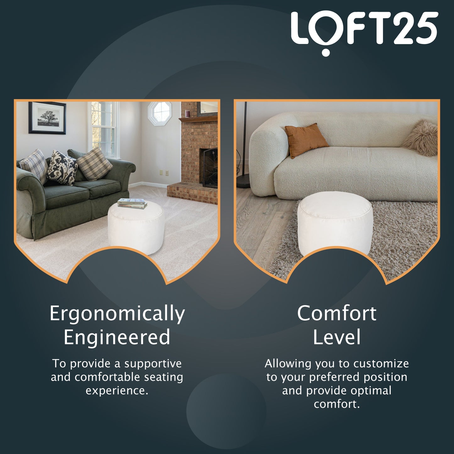 Loft 25 Premium Round Velvet BeanBag Footstool