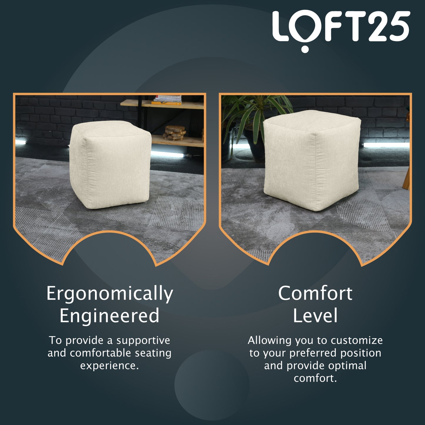 Loft 25 Cube Ergonomic Bean Bag Footstool