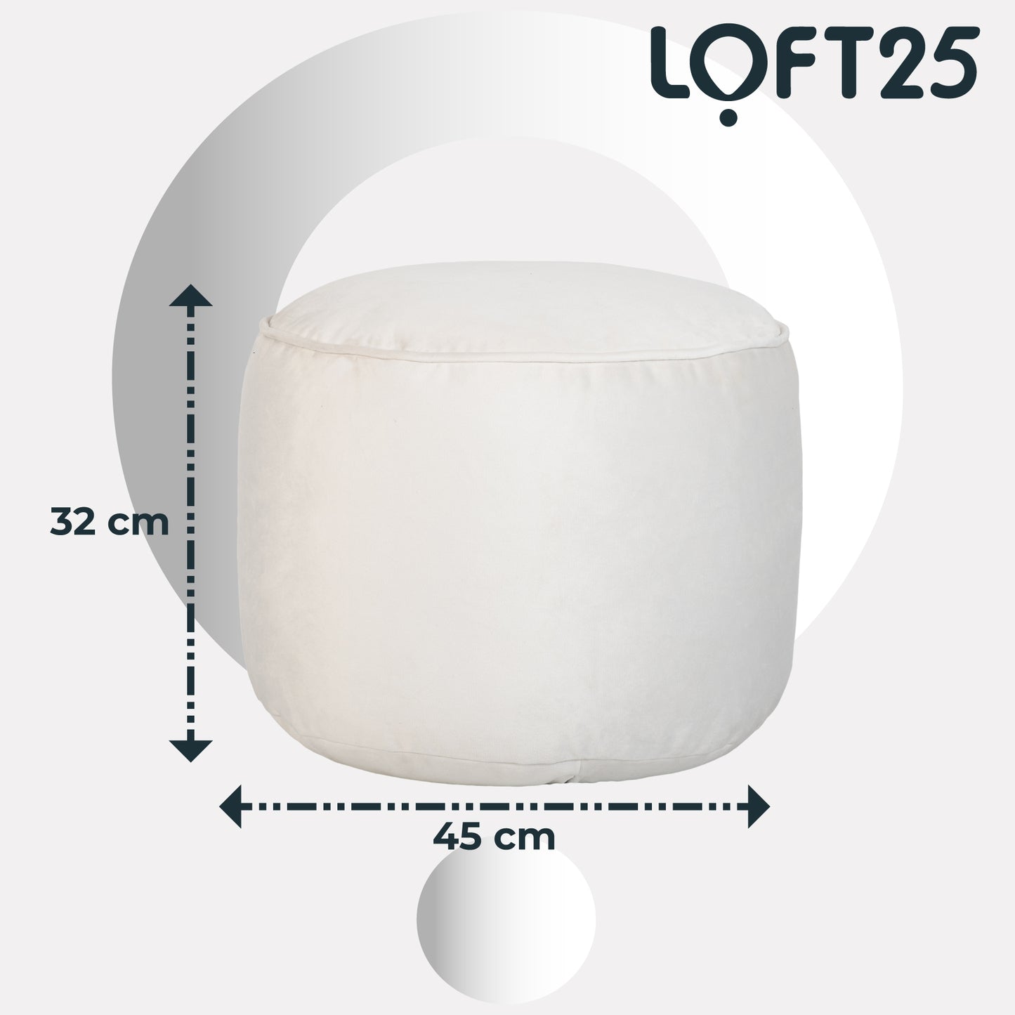 Loft 25 Premium Round Velvet BeanBag Footstool