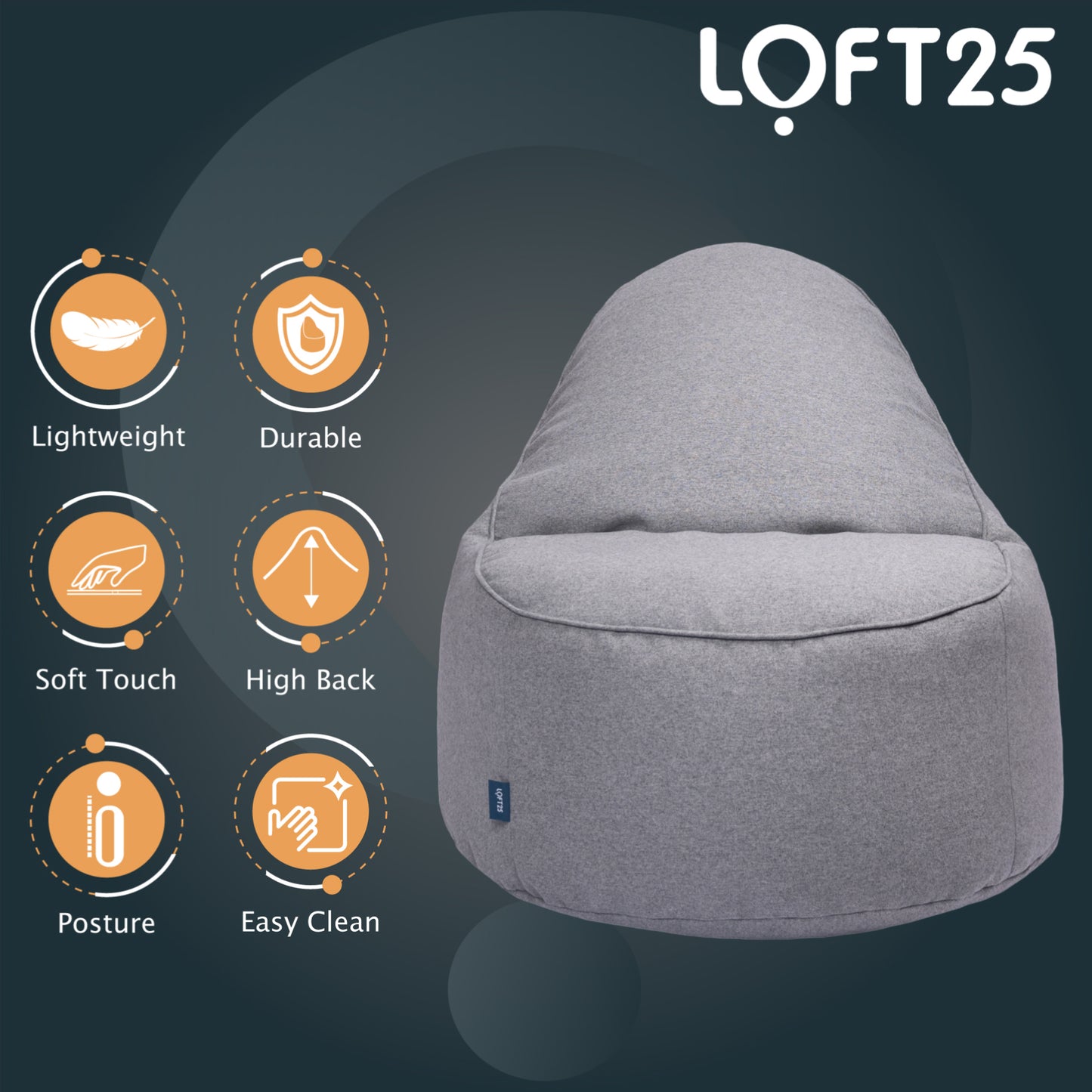 Loft 25 Relaxing Adult Bean Bag Chair 90x100x70
