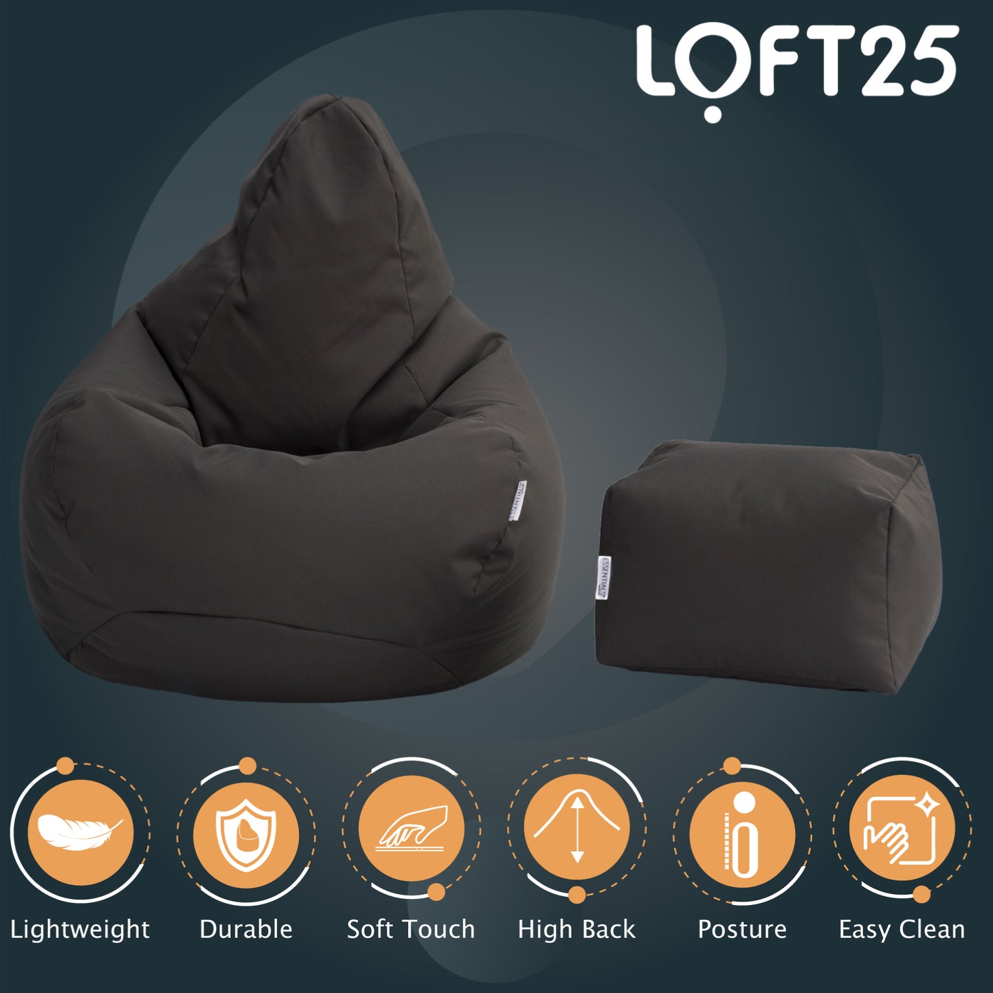 Loft 25 Bean Bag Gamer Chair With Footstool