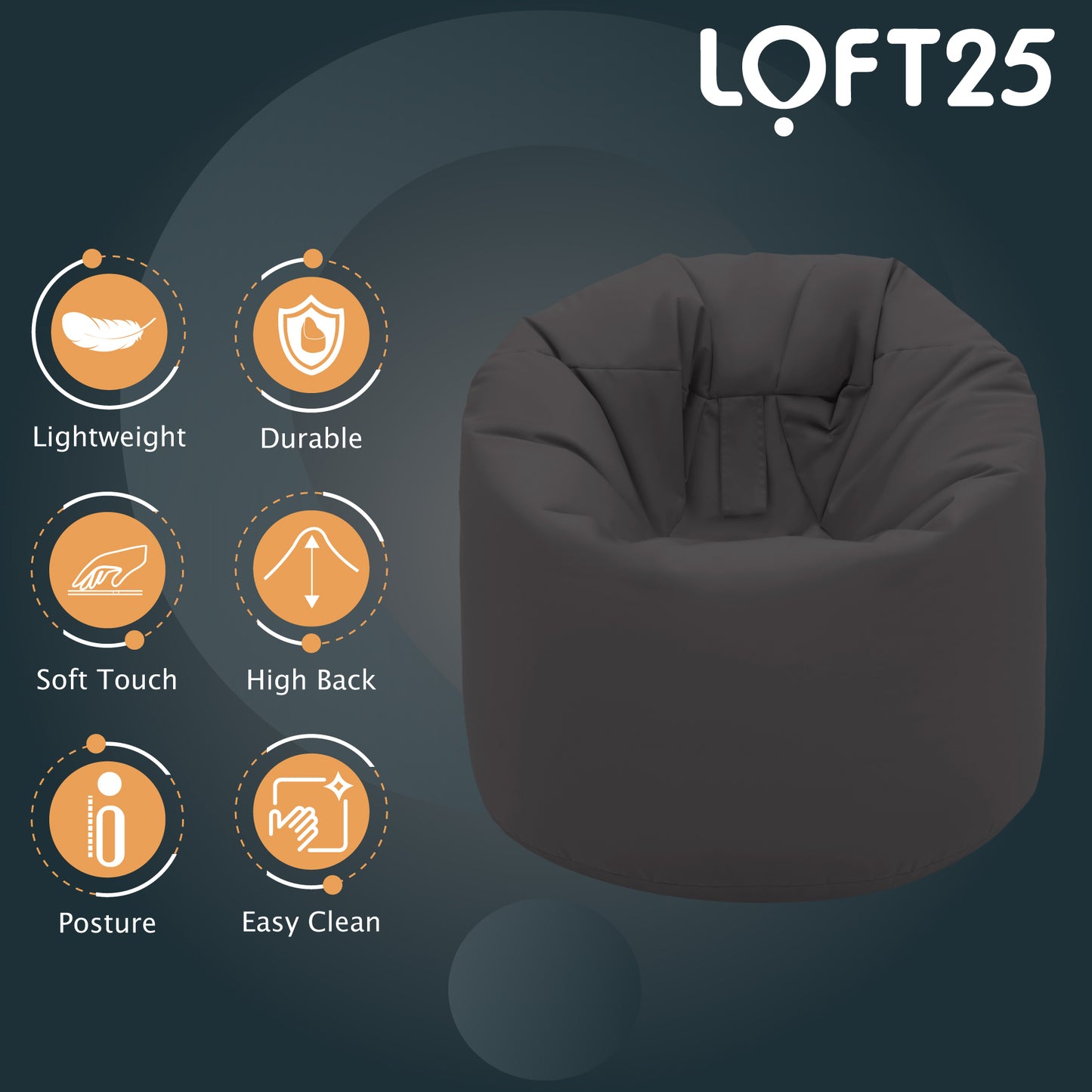 Loft 25 Ready Steady Bed Children's Teens Water Resistant Medium Bean Bag with Polystyrene Beads