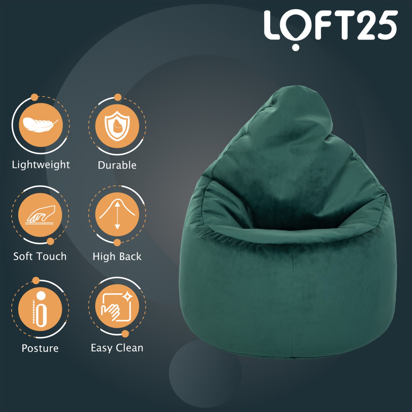 Loft 25 Capriccio Velvet Bean Bag Chair