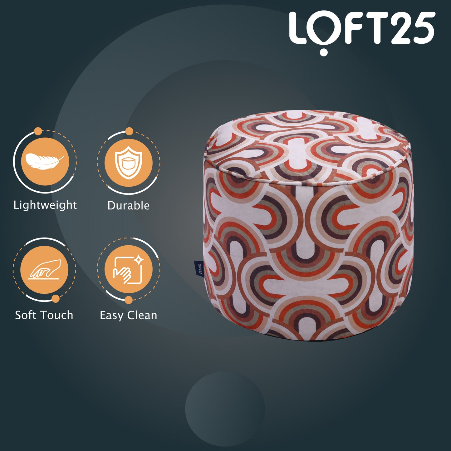 Loft 25 Printed Round Bean Bag Footstool